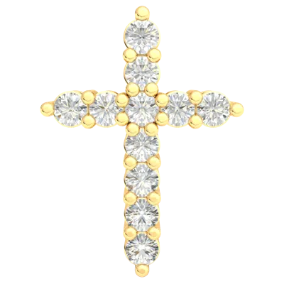 Pre-owned Swarajewel 14k Gold Pendant 1.10ct Real Round Diamond For Ladies Religious Cross In White/colorless