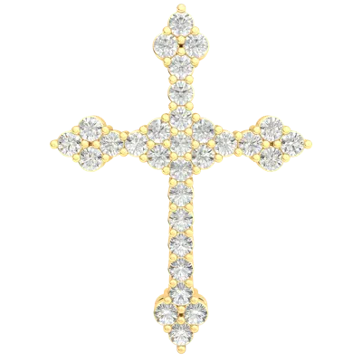 Pre-owned Swarajewel 14k Gold Pendant For Women 1/2ct Real Round Diamond Cluster Cross In White/colorless