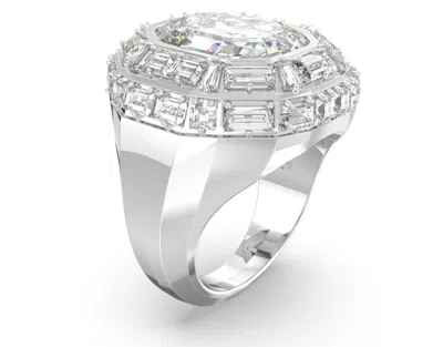 Pre-owned Swarovski - Mesmera Cocktail Ring - Octagon Cut, White, Rhodium Plated - Size:50