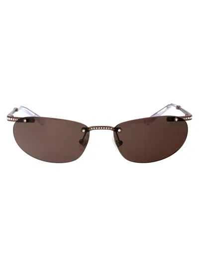 Swarovski 0sk7019 Jeweled Metal Frame Sunglasses In Brown