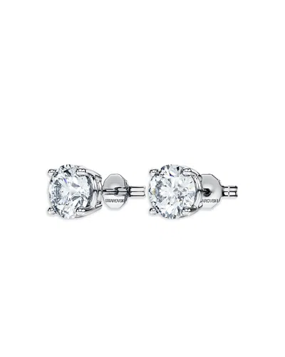 Swarovski 14k White Gold Eternity Certified Lab Grown Diamond Stud Earrings In Silver