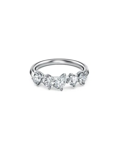 Swarovski 14k White Gold Galaxy Certified Lab Grown Diamond Mixed Cut Five Stone Ring In Silver