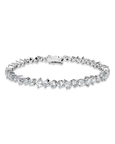 Swarovski 14k White Gold Galaxy Certified Lab Grown Diamond Mixed Cut Tennis Bracelet In Silver