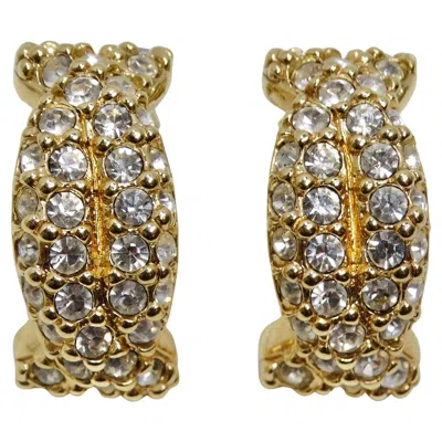 Pre-owned Swarovski 18k Gold Plated Rhinestone Huggie Earrings In Multi