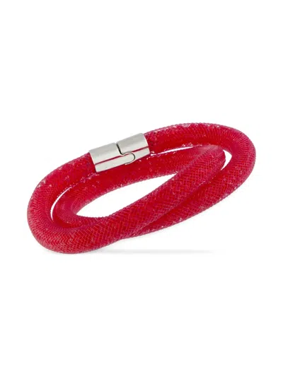 Pre-owned Swarovski 18k White Gold Stardust Double Bracelet In Silver