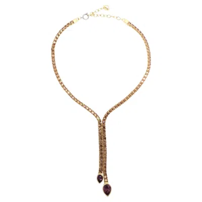 Pre-owned Swarovski 1990s Purple Rhinestone Lariat Choker