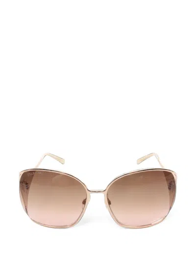 Pre-owned Swarovski 2010s Brittany Rhinestone Sunglasses In Gold