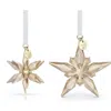 Swarovski 2025 Annual Edition Set Of 2 Festive 3d Crystal Snowflake Ornaments In Gold