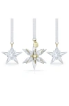 Swarovski 2025 Annual Edition Set Of 3 3d Crystal Snowflake Ornaments In White