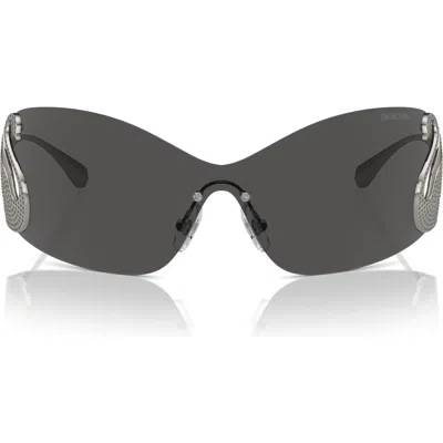 Swarovski 34mm Irregular Sunglasses In Gunmetal