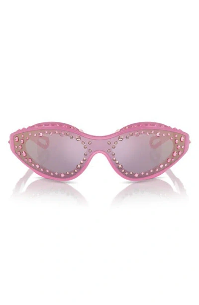Swarovski 42mm Wraparound Sunglasses With Strap In Pink