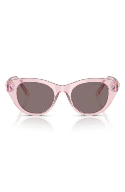 Swarovski 48mm Round Sunglasses In Transparent Pink
