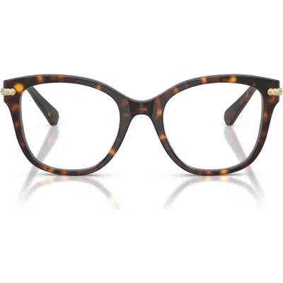 Swarovski 49mm Crystal Embellished Square Optical Glasses In Brown