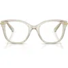 Swarovski 49mm Crystal Embellished Square Optical Glasses In Neutral