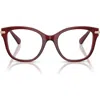 Swarovski 49mm Crystal Embellished Square Optical Glasses In Transp Burgundy/demo Lens