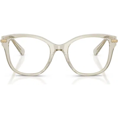 Swarovski 49mm Crystal Embellished Square Optical Glasses In Transparent Beige/demo Lens