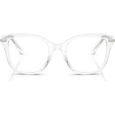Swarovski 49mm Crystal Embellished Square Optical Glasses In Transparent/demo Lens