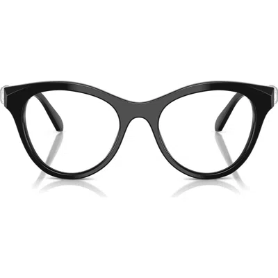 Swarovski 50mm Round Optical Glasses In Black