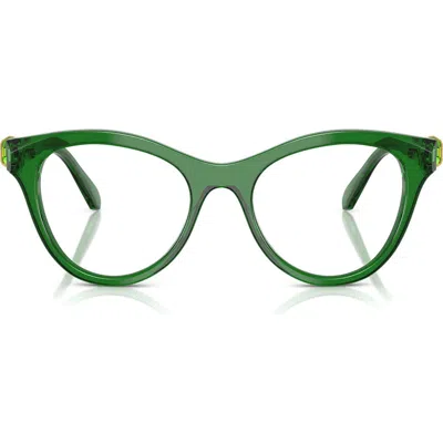 Swarovski 50mm Round Optical Glasses In Transparent Green