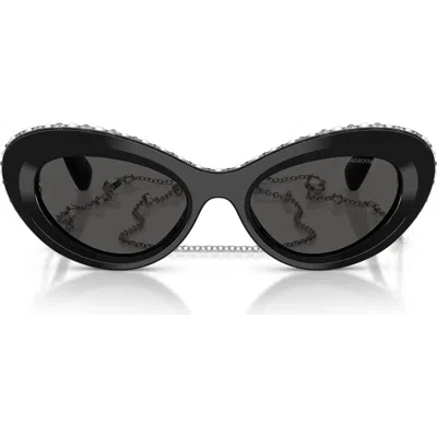 Swarovski Womens Black Sk6061u Cat-eye Acetate Sunglasses
