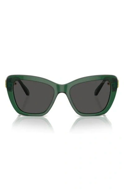 Swarovski 52mm Cat Eye Sunglasses In Dark Green/dark Grey