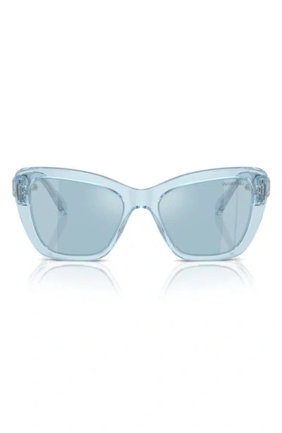 Swarovski 52mm Cat Eye Sunglasses In Light Blue