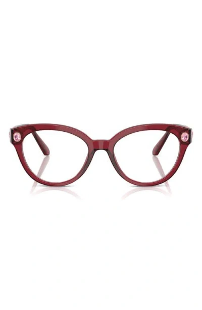 Swarovski 52mm Round Optical Glasses In Burgundy