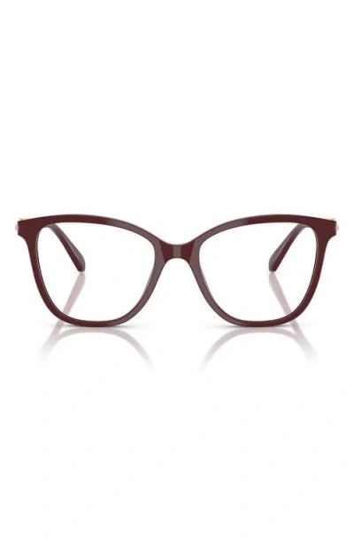 Swarovski 52mm Square Optical Glasses In Burgundy