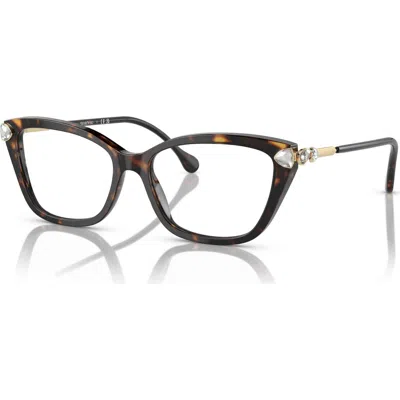 Swarovski 53mm Cat Eye Optical Glasses In Brown