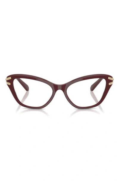 Swarovski 53mm Cat Eye Optical Glasses In Burgundy