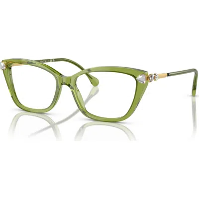 Swarovski 53mm Cat Eye Optical Glasses In Green