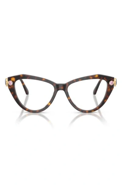 Swarovski 53mm Cat Eye Optical Glasses In Havana/demo Lens