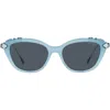 Swarovski Crystal-embellished Metal Cat-eye Sunglasses In Opal Light Blue