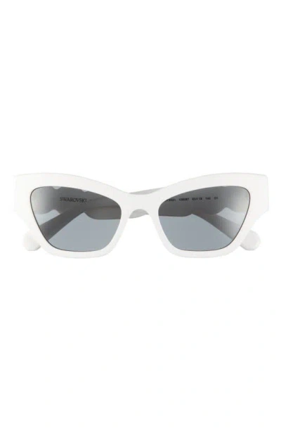 Swarovski 53mm Cat Eye Sunglasses In White