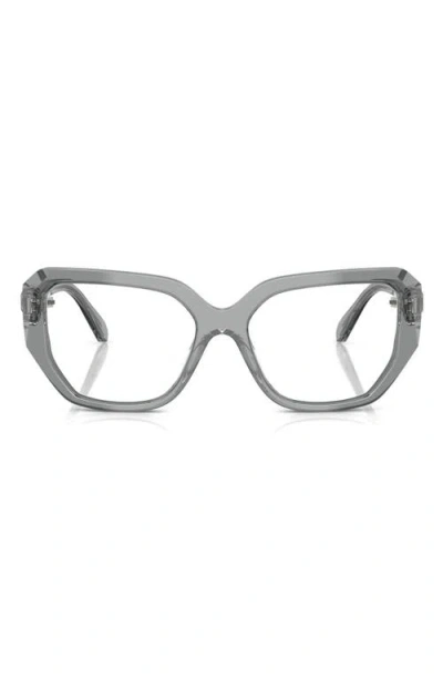 Swarovski 53mm Geometric Optical Glasses In Transparent Grey