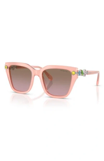 Swarovski 53mm Irregular Sunglasses In Pink