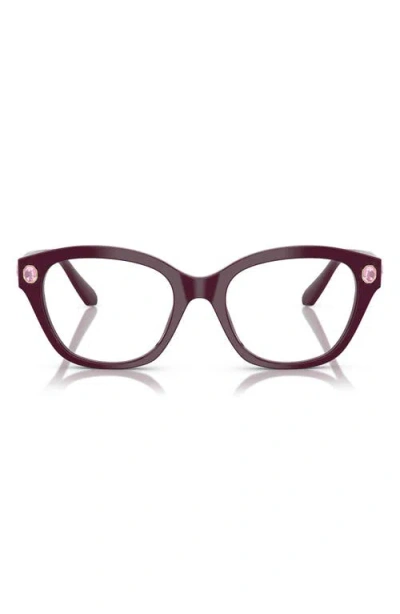 Swarovski 53mm Pillow Optical Glasses In Burgundy
