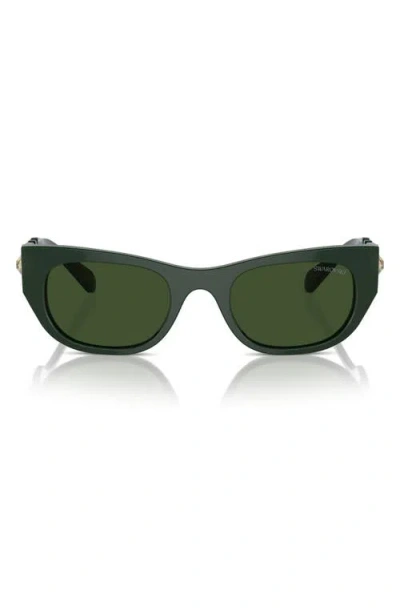 Swarovski 53mm Pillow Sunglasses In Dark Green