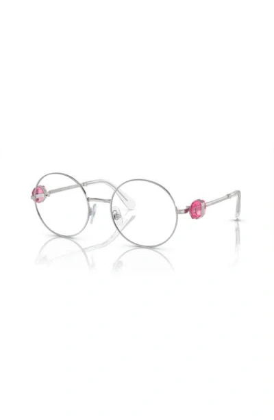 Swarovski 53mm Round Optical Glasses In Metallic