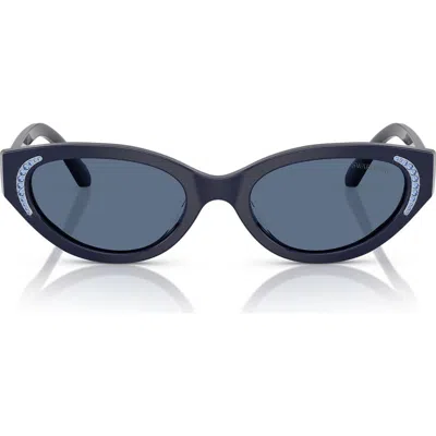 Swarovski 53mm Round Sunglasses In Blue