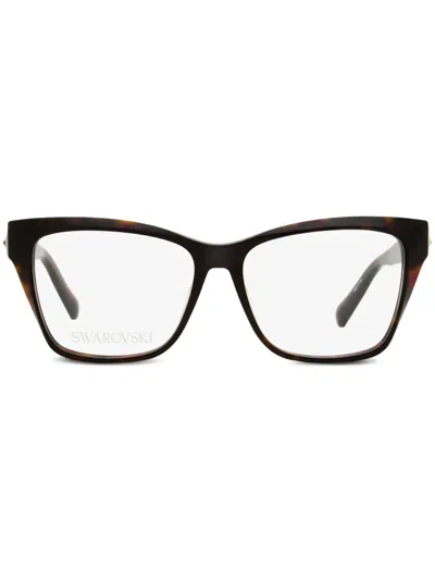 Swarovski 5468 Tortoiseshell Square-frame Glasses In Brown