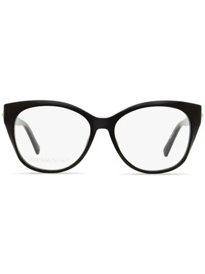Swarovski 5469 Oval-frame Crystal Glasses In Black