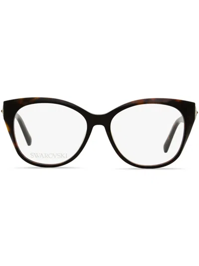 Swarovski 5469 Oval-frame Crystal Glasses In Brown
