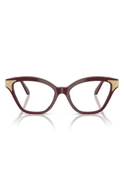 Swarovski 54mm Cat Eye Optical Glasses In Burgundy