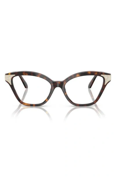Swarovski 54mm Cat Eye Optical Glasses In Dark Havana