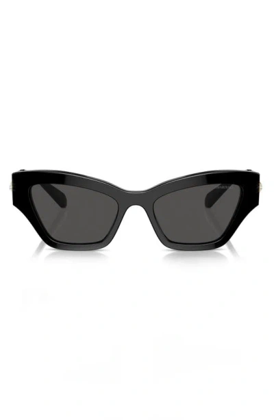 Swarovski 54mm Crystal Cat Eye Sunglasses In Black