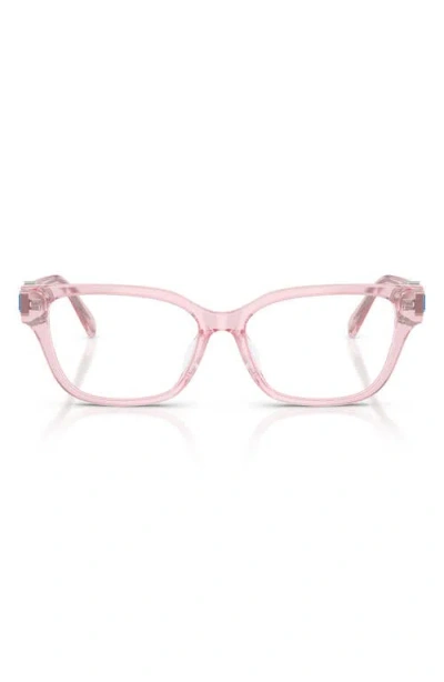 Swarovski 54mm Crystal Embellished Pillow Optical Glasses In Pink