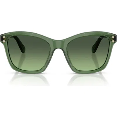 Swarovski 54mm Gradient Square Sunglasses In Green