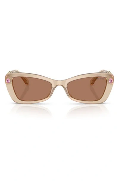 Swarovski 54mm Irregular Sunglasses In Beige