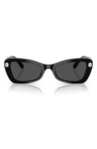 Swarovski 54mm Irregular Sunglasses In Black